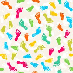 Fototapeta na wymiar Seamless vector background with human footprints