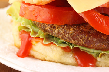 Hamburger with salad
