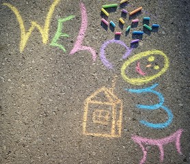 Chalk drawing childrens picture
