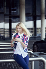 Young girl sending message