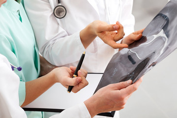 Medical team with a X-ray