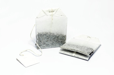 Tea bag isolated in white