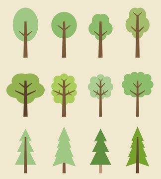 Tree icons - cartoon set