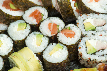 Close up sushi in plate