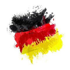 Colored splashes in abstract shape, German flag