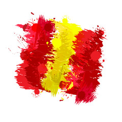 Colored splashes in abstract shape, Spanish flag