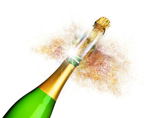 Sektflasche mit fliegendem Korken