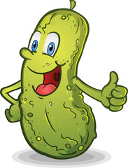 Smiling Thumbs Up Pickle Cartoon Character