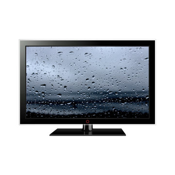 Illustration of lcd plasma tv with water drops on screen