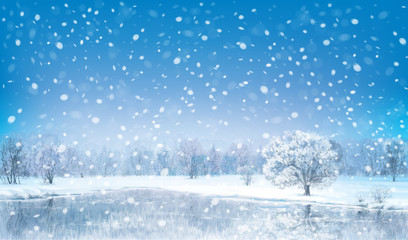 Vector winter landscape.