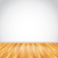 White wall and wood floor, vector background