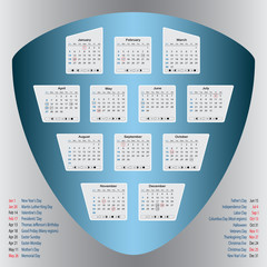Calendar 2014 - Public Holidays indicated