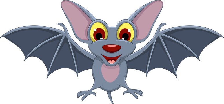 Cute Cartoon Halloween bat flying