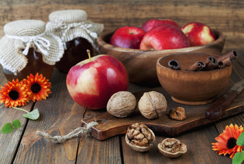 Apples, honey, cinnamon and walnuts - 57651039