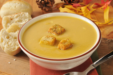 Bowl of butternut squash soup