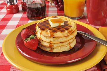 Waffles with strawberries