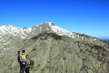 Fototapeta premium A trekker on top of the Mountain,Gredo,Spain