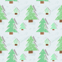 Seamless pattern with fir trees