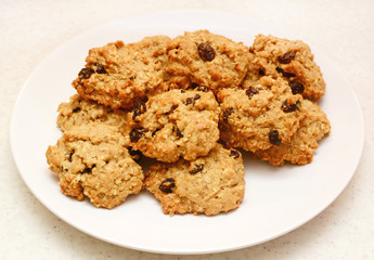 Oatmeal raisin cookies fresh from the oven