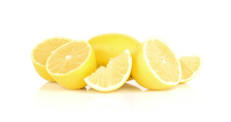 Group of lemons isolated on white