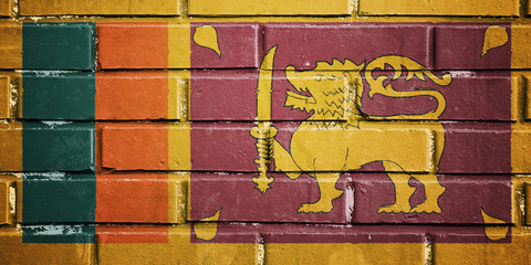 Sri Lanka flag on brick wall