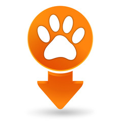 empreinte de chien sur signet orange