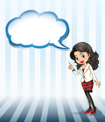 A woman talking with an empty callout