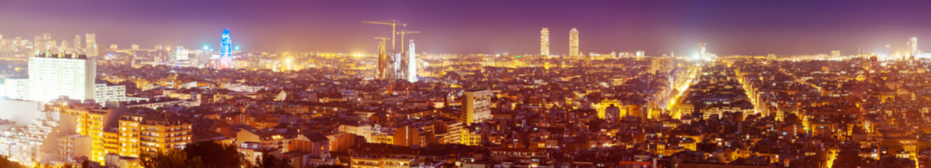 panorama de la ville de Barcelone dans la nuit