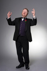 Middle aged opera singer performing