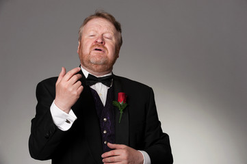 Middle aged opera singer performing