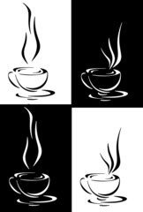 Obraz premium Coffee, tea or hot infusion of herbs, symbol and icon