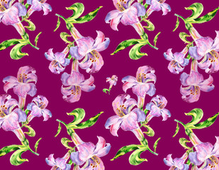 Seamless pattern bouquet of lilies-1