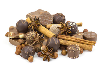 chocolate, spices and nuts