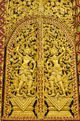 Angel at Wall sculpture on Ubosot in Wat Saen Fang , Chiangmai T