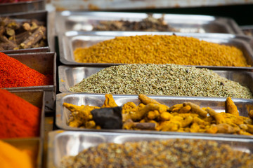 Traditional spices market in India.