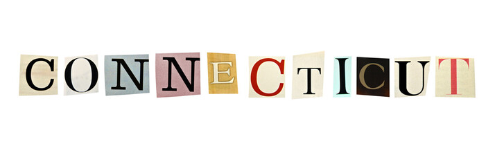 Connecticut word formed with magazine letters