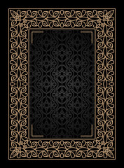 Obraz premium Vintage gold frame on black background