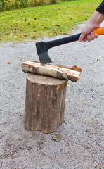 chopping firewood