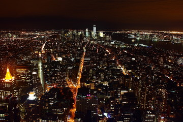 Skyline notturno di New York