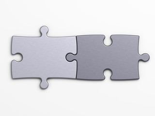 metal pieces of puzzle to place concepts with clipping path