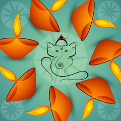 Beautiful Artistic colorful  Hindu Lord Ganesha background
