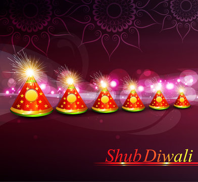 vector decoration colorful indian festival diwali crackers backg