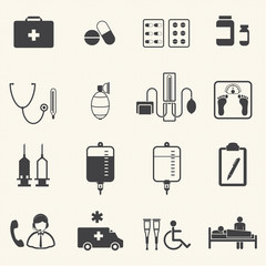 Medical Icons with texture background.