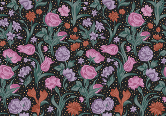 Fantastic vector seamless vintage floral pattern