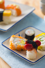 various assorted sushi on a plate