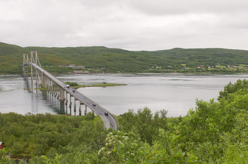 Obraz premium bridge through fjord