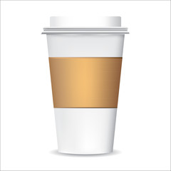 Plastic cup with holder isolated on white background