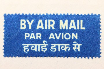 Luftpostmarke auf Brief - obrazy, fototapety, plakaty