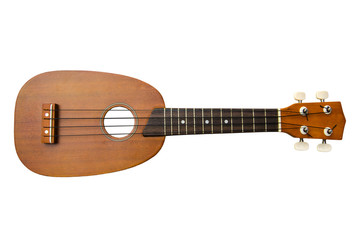 Vintage ukulele on white isolated