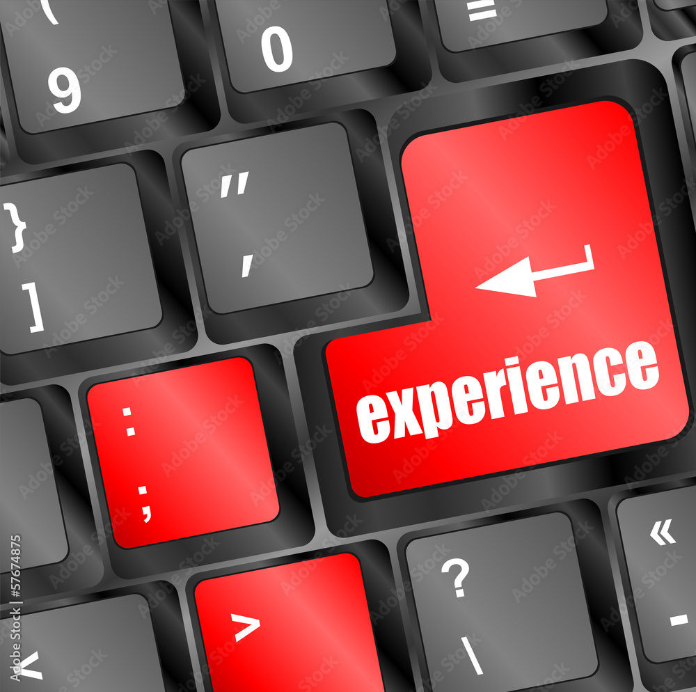 Poster experience word on computer keyboard key